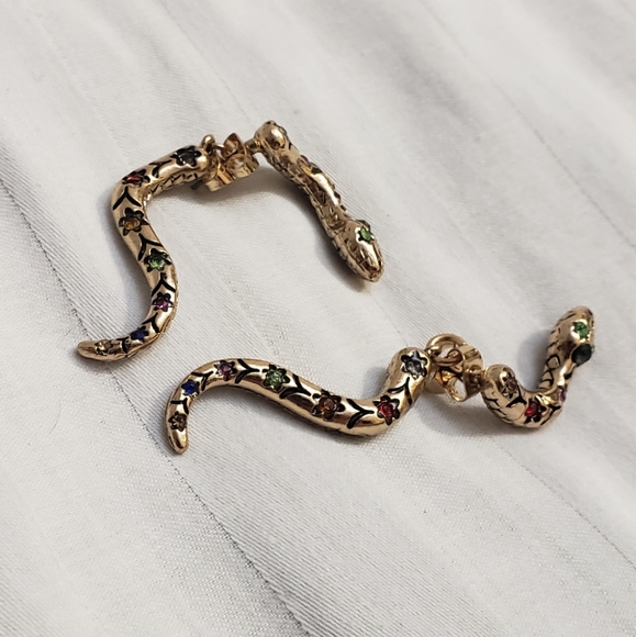 NWOT Betsy Johnson Snake Front Back Earings - Picture 2 of 4